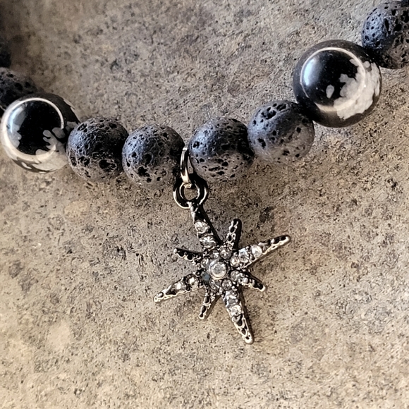 Picasso Jasper Lava Bead Handmade Bracelet - Picture 3 of 7